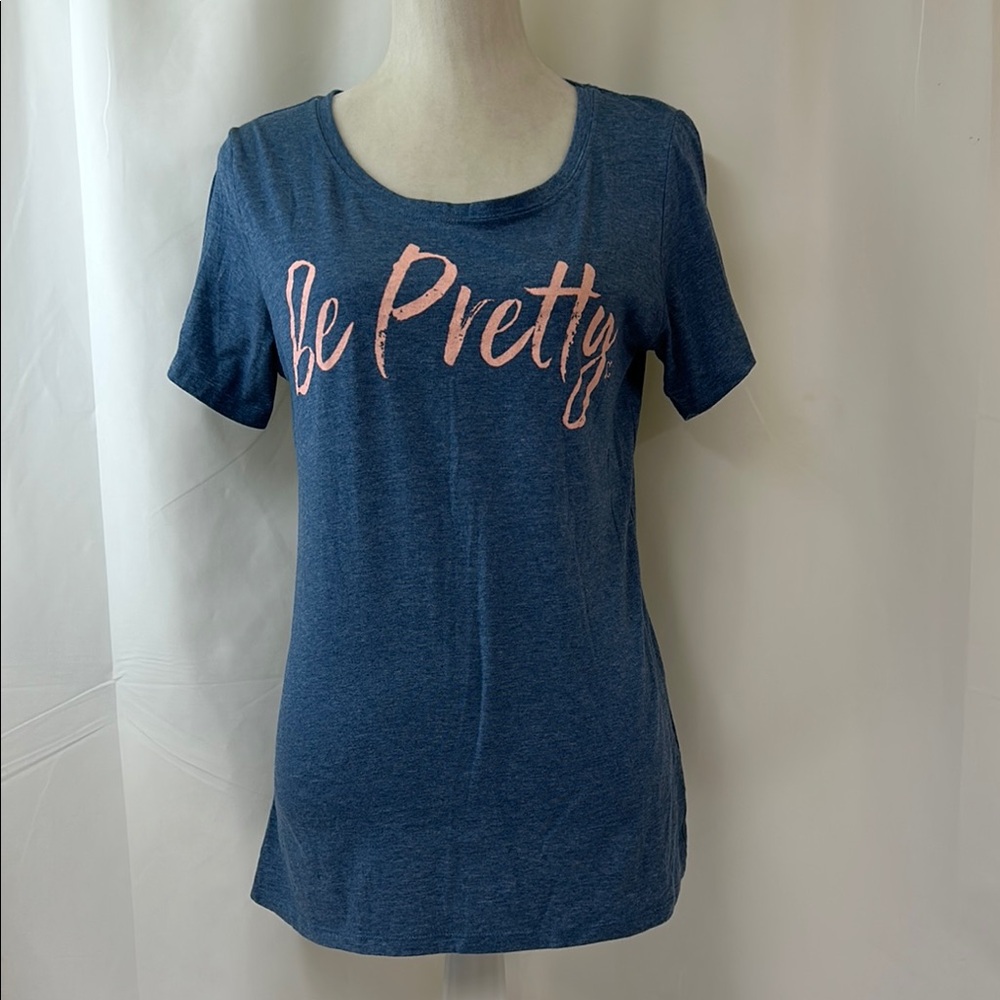 Cheekys 'Be Pretty' Blue Women's Short Sleeve Tee Size Large